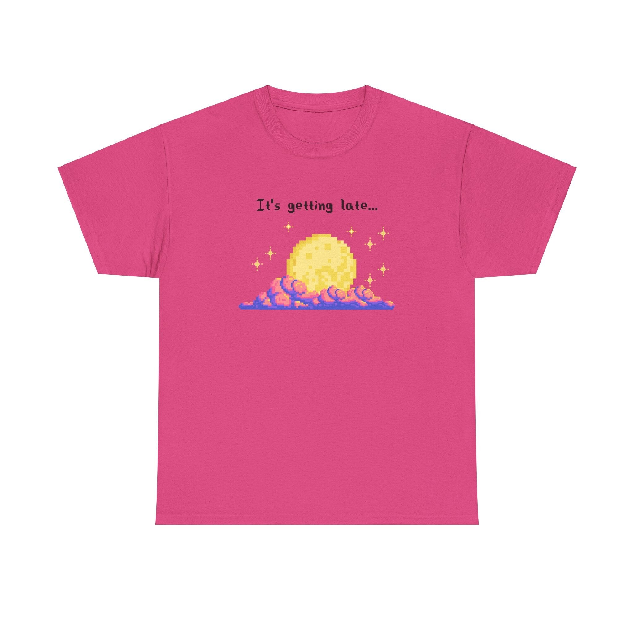 it's getting late - pixel gaming inspired t-shirt - Unisex Heavy Cotton Tee
