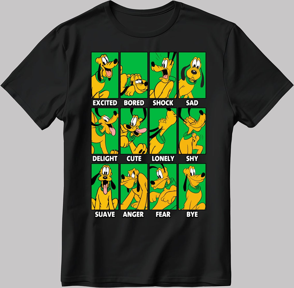 Pluto Moods Short Sleeve White-Black Men's / Women's T Shirt C549