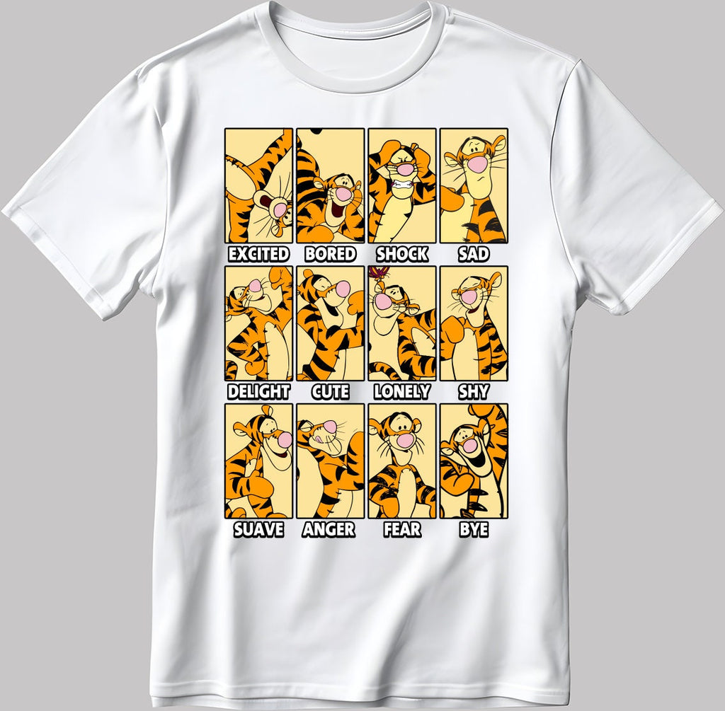 Tigger Moods Short Sleeve White-Black Men's / Women's T Shirt C551