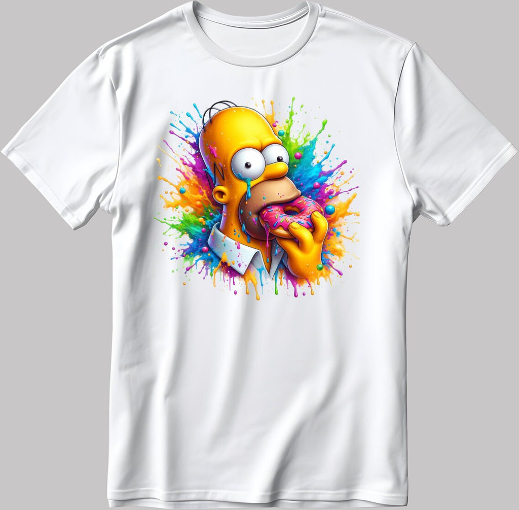 Homer Simpsons Colorful Art Short Sleeve White-Black Men's / Women's T Shirt F567