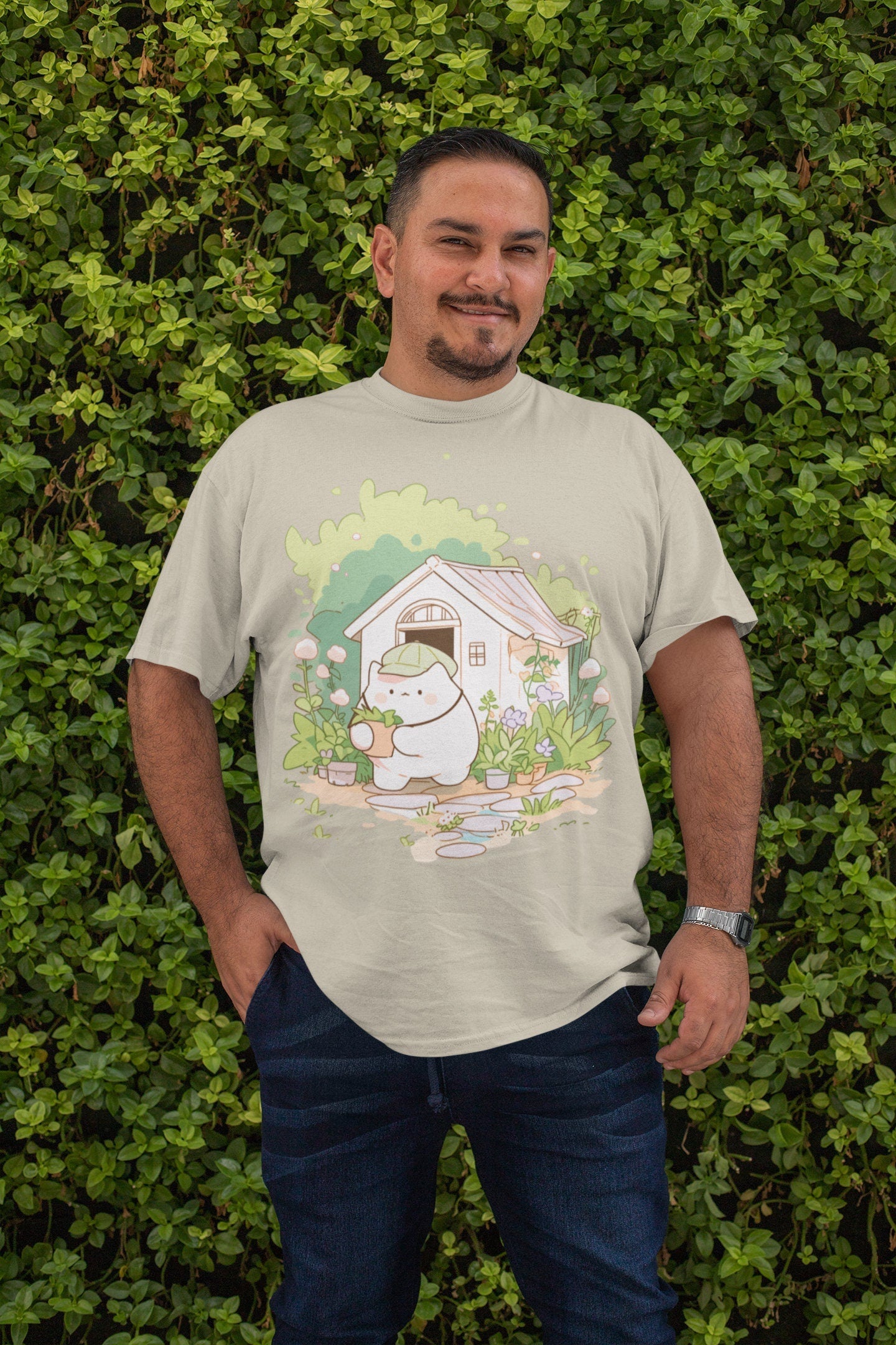 Kawaii Gardener Cat T-Shirt | Garden Shirt, Cute, Cat Shirt, Gardening Gift, Garden Lover Gift, Gardener Gift, Garden Love, Kawaii Aesthetic
