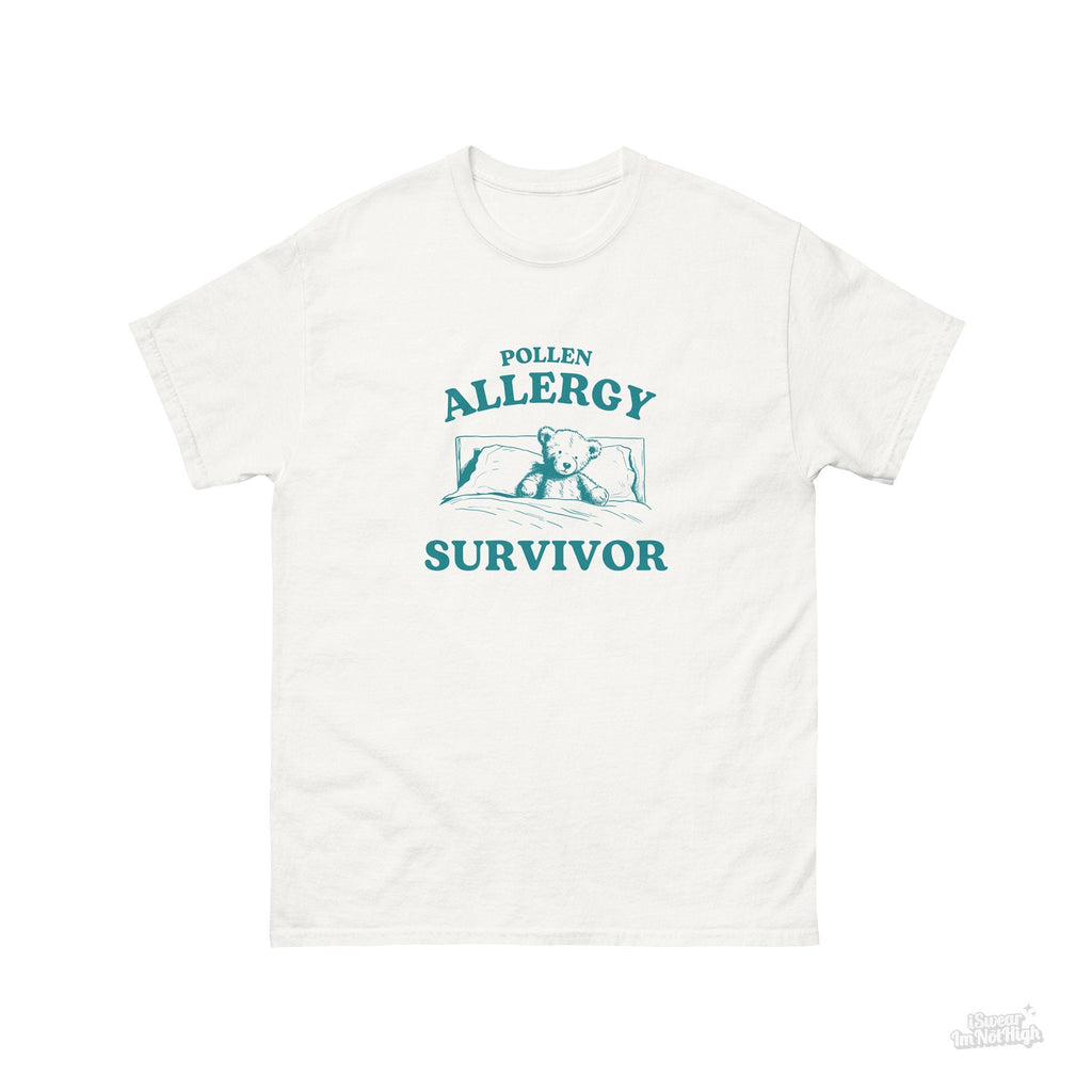 Pollen Allergy Survivor, Funny Allergic Shirt, Bear T Shirt, Dumb Y2k Shirt, Stupid Allergies T Shirt, Cartoon Tee, Silly Meme Shirt, Goofy