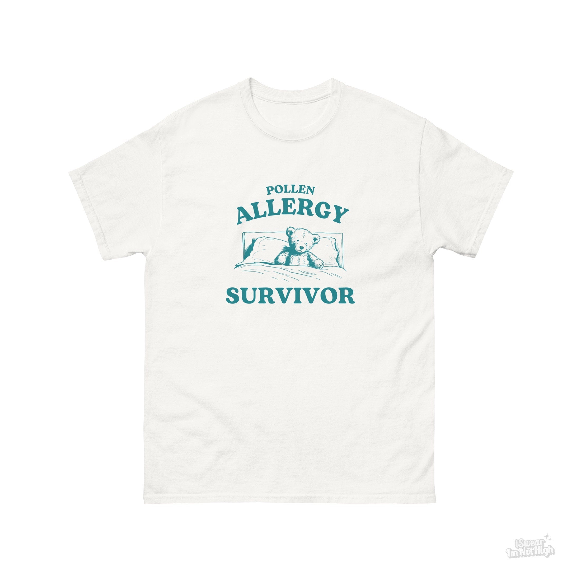 Pollen Allergy Survivor, Funny Allergic Shirt, Bear T Shirt, Dumb Y2k Shirt, Stupid Allergies T Shirt, Cartoon Tee, Silly Meme Shirt, Goofy