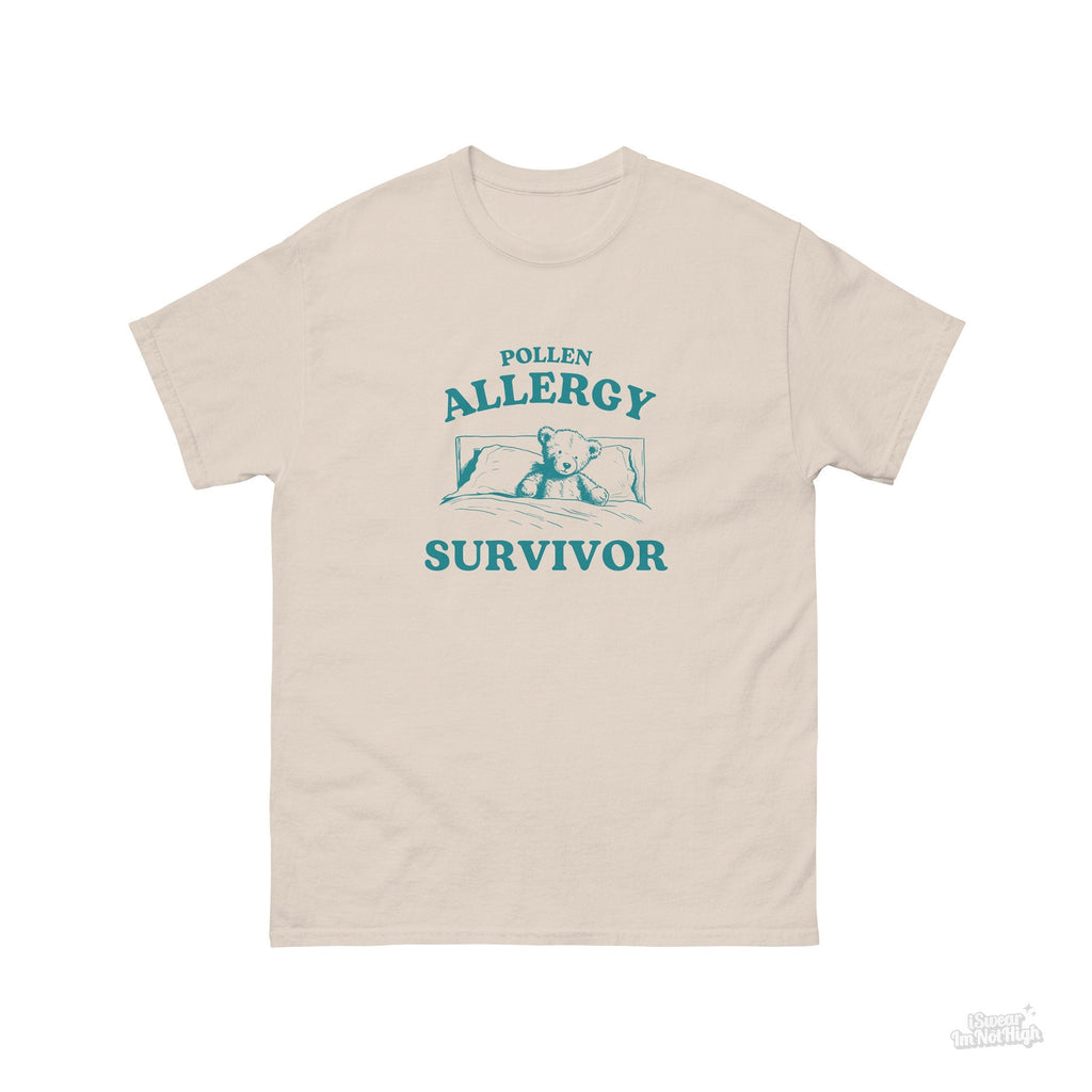 Pollen Allergy Survivor, Funny Allergic Shirt, Bear T Shirt, Dumb Y2k Shirt, Stupid Allergies T Shirt, Cartoon Tee, Silly Meme Shirt, Goofy