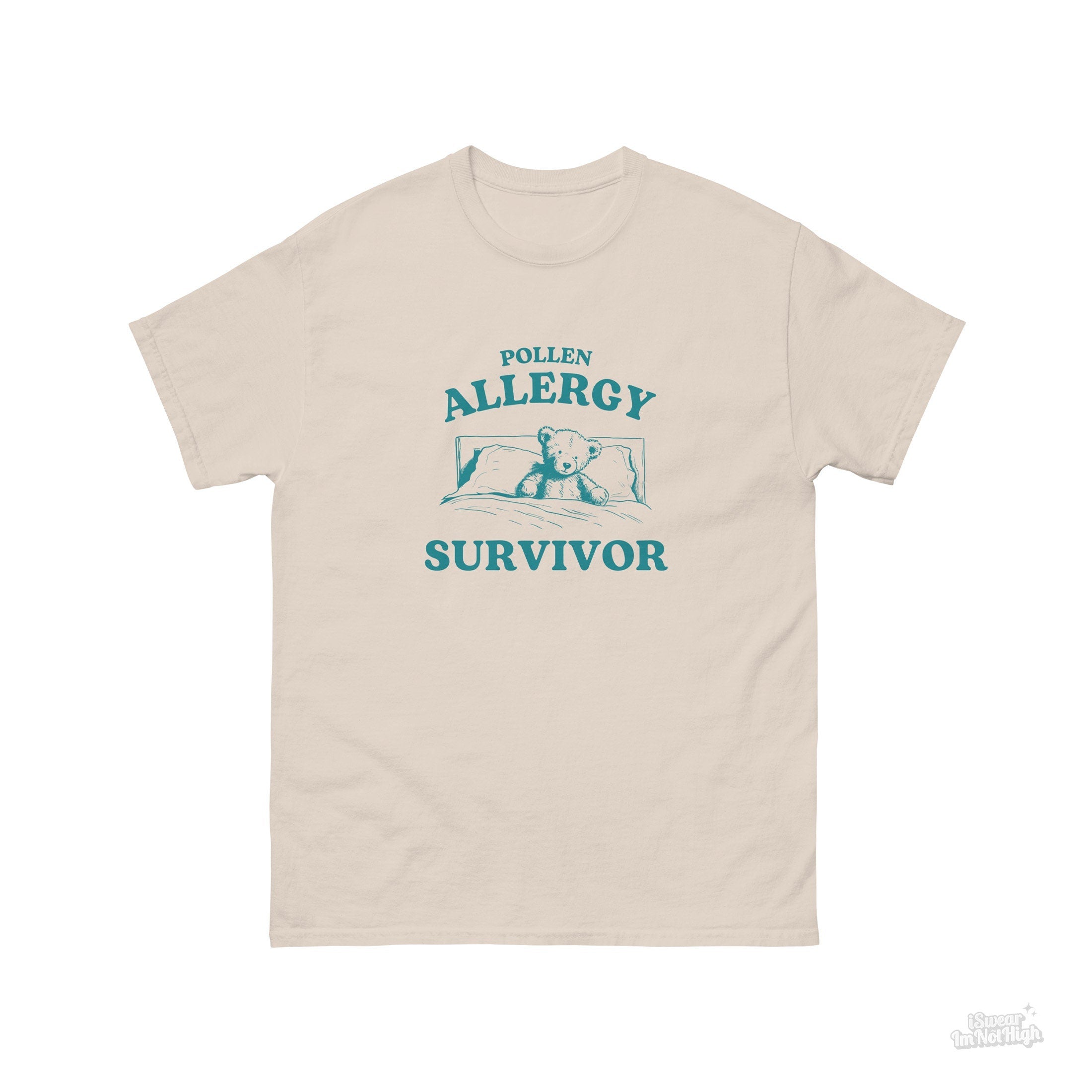 Pollen Allergy Survivor, Funny Allergic Shirt, Bear T Shirt, Dumb Y2k Shirt, Stupid Allergies T Shirt, Cartoon Tee, Silly Meme Shirt, Goofy