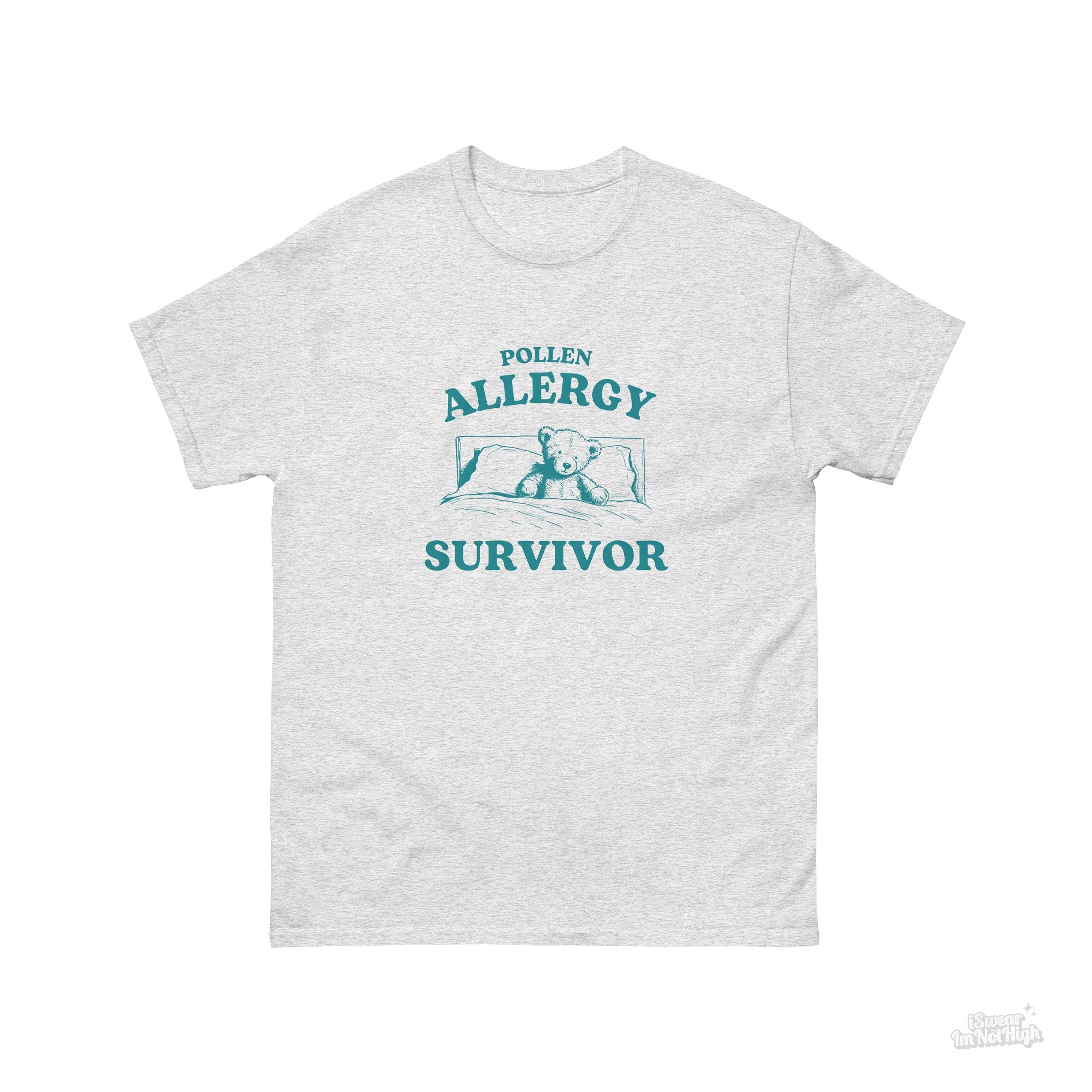 Pollen Allergy Survivor, Funny Allergic Shirt, Bear T Shirt, Dumb Y2k Shirt, Stupid Allergies T Shirt, Cartoon Tee, Silly Meme Shirt, Goofy