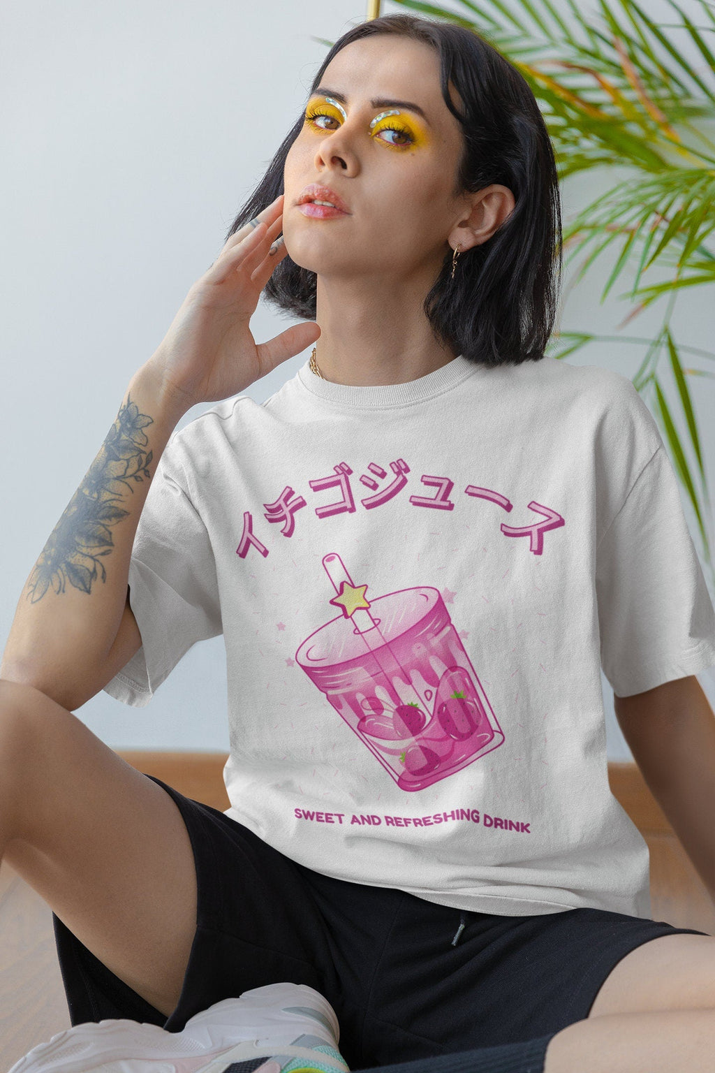 Kawaii Strawberry Juice T-Shirt | Pastel Goth, Kawaii Shirt, Japanese Shirt, Kawaii Clothes, Harajuku Clothing, Japanese Streetwear