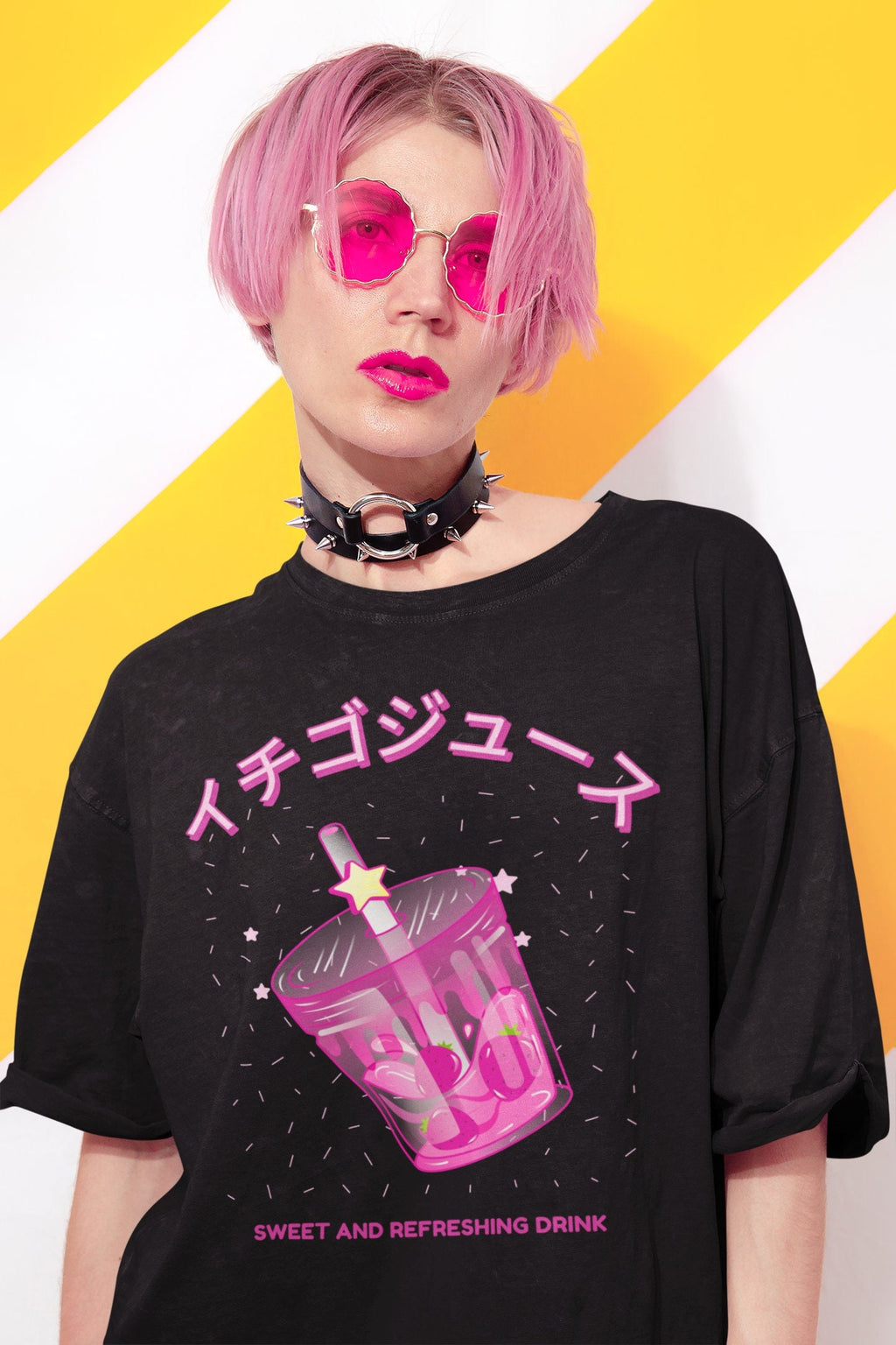 Kawaii Strawberry Juice T-Shirt | Pastel Goth, Kawaii Shirt, Japanese Shirt, Kawaii Clothes, Harajuku Clothing, Japanese Streetwear