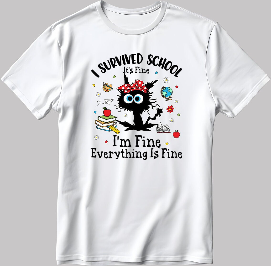 I'm Fine Everything Is Fine Short Sleeve White-Black Men's / Women's T Shirt J024