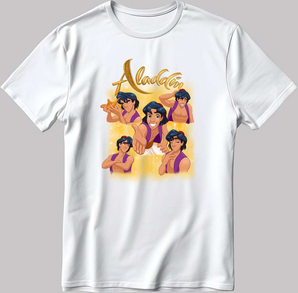 Aladdin Short Sleeve White-Black Men's / Women's T Shirt J036