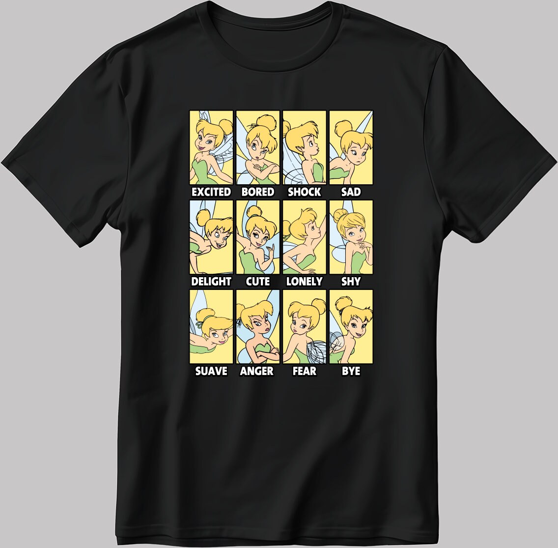 Tinkerbell Moods Short Sleeve White-Black Men's / Women's T Shirt J041