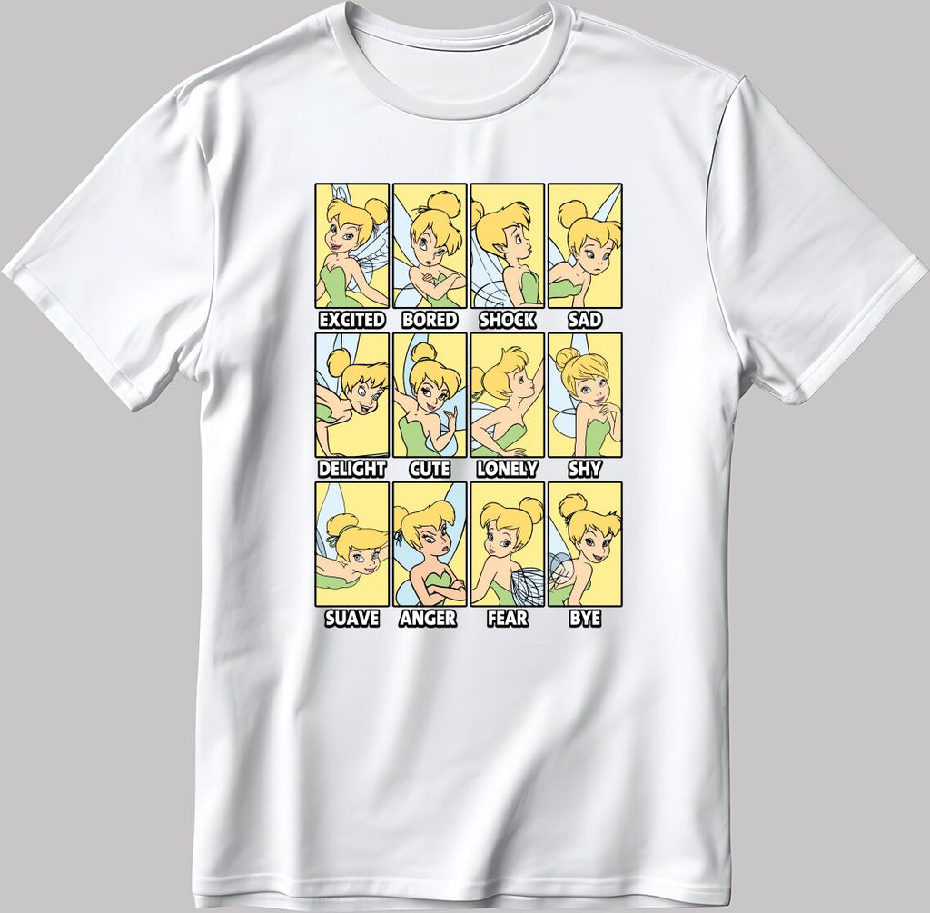 Tinkerbell Moods Short Sleeve White-Black Men's / Women's T Shirt J041