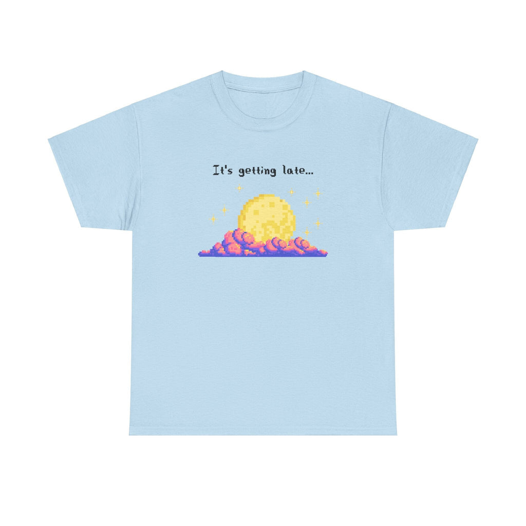 it's getting late - pixel gaming inspired t-shirt - Unisex Heavy Cotton Tee