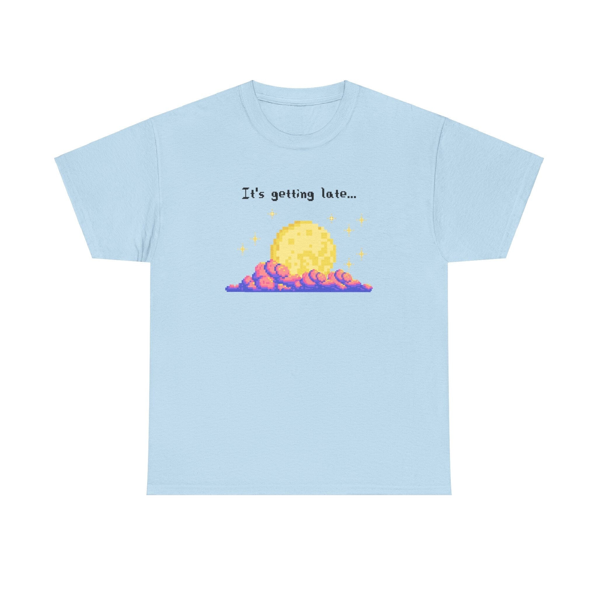it's getting late - pixel gaming inspired t-shirt - Unisex Heavy Cotton Tee