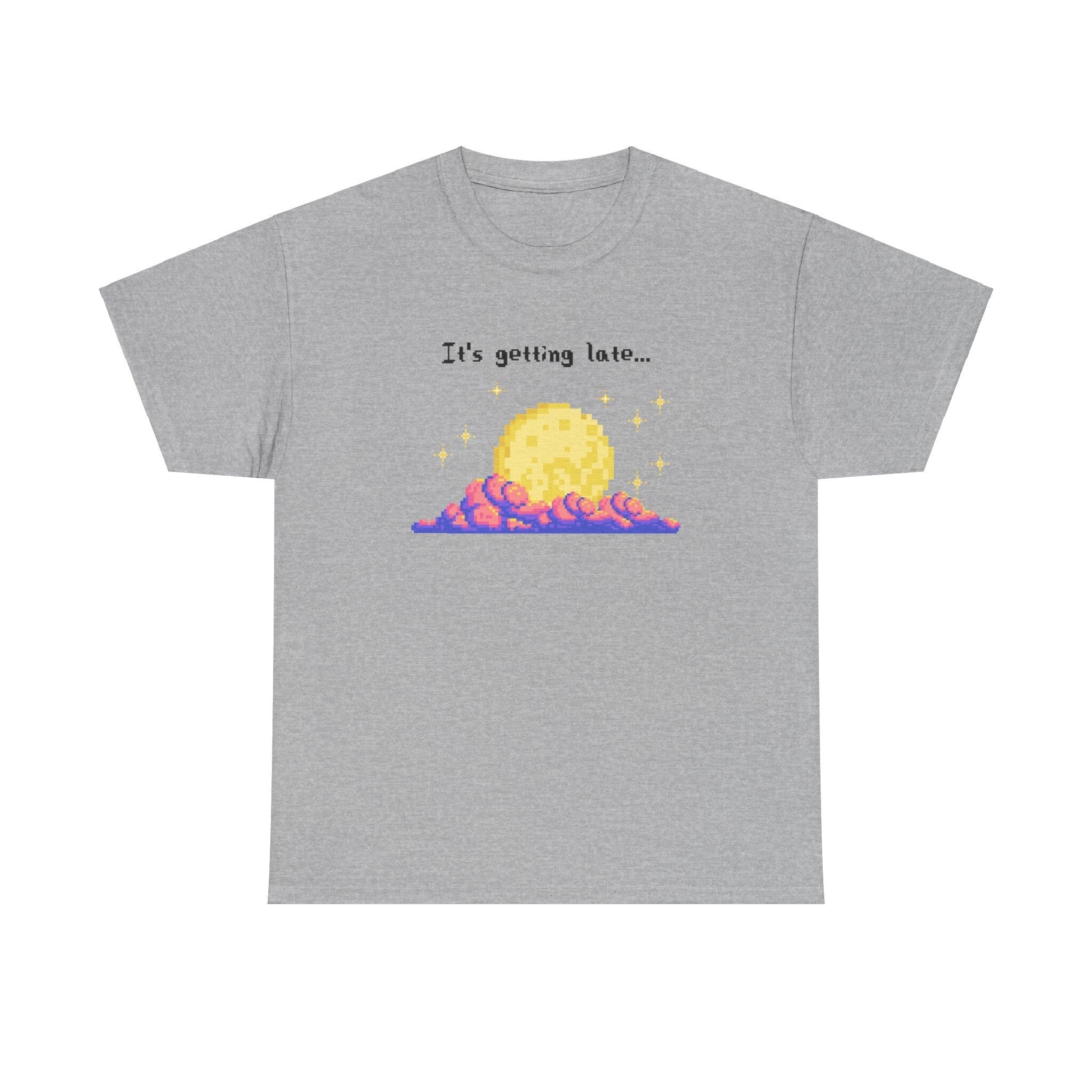 it's getting late - pixel gaming inspired t-shirt - Unisex Heavy Cotton Tee