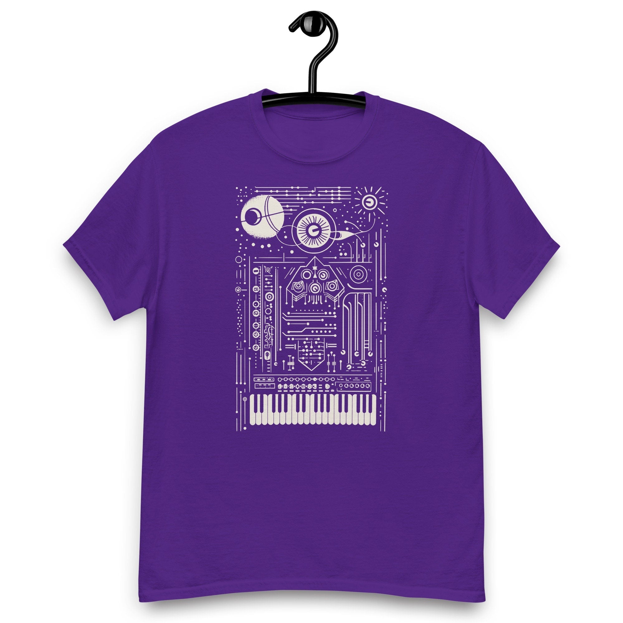 Synth art T-shirt for electronic musician who plays synthesizer