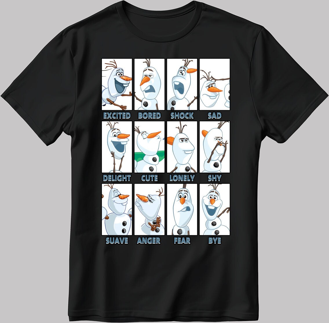 Olaf Moods Short Sleeve White-Black Men's / Women's T Shirt C547