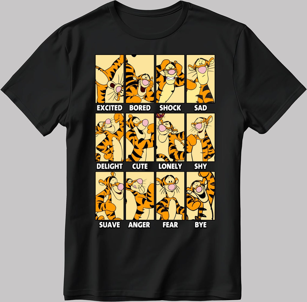 Tigger Moods Short Sleeve White-Black Men's / Women's T Shirt C551