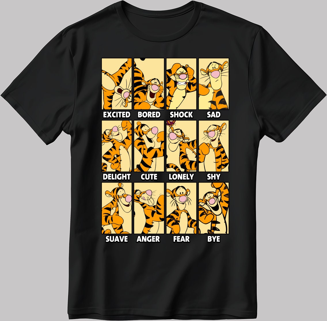 Tigger Moods Short Sleeve White-Black Men's / Women's T Shirt C551