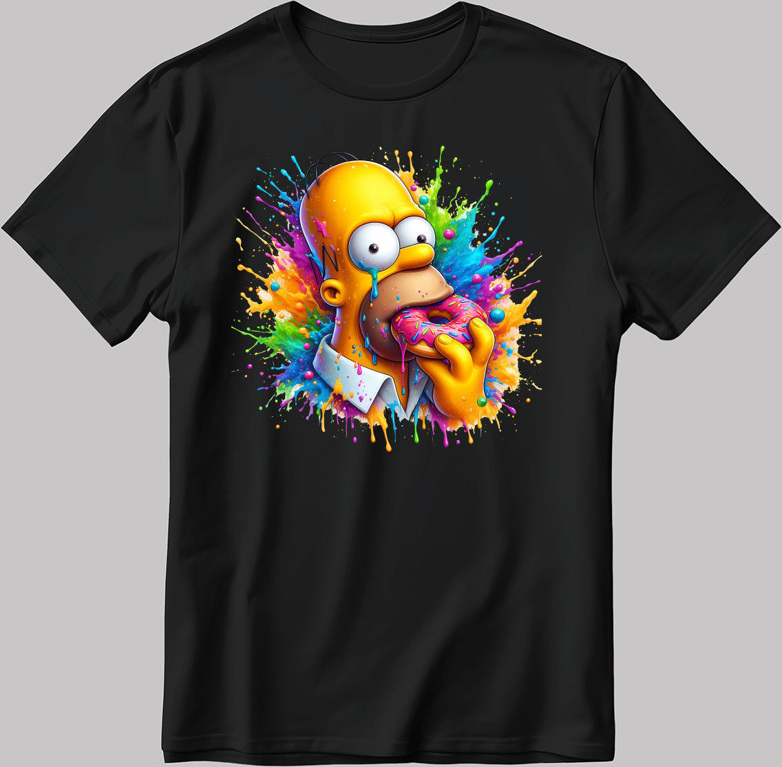 Homer Simpsons Colorful Art Short Sleeve White-Black Men's / Women's T Shirt F567