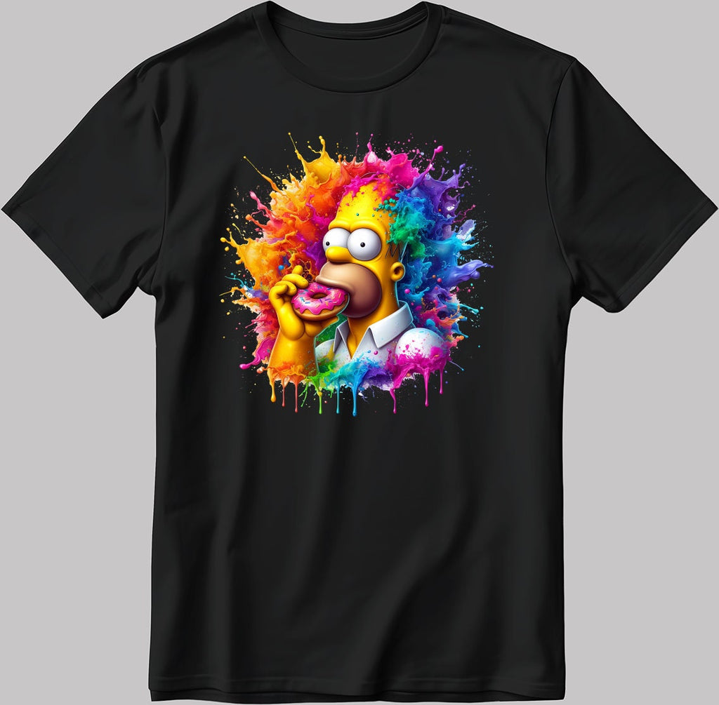 Homer Simpsons Colorful Art Short Sleeve White-Black Men's / Women's T Shirt F568