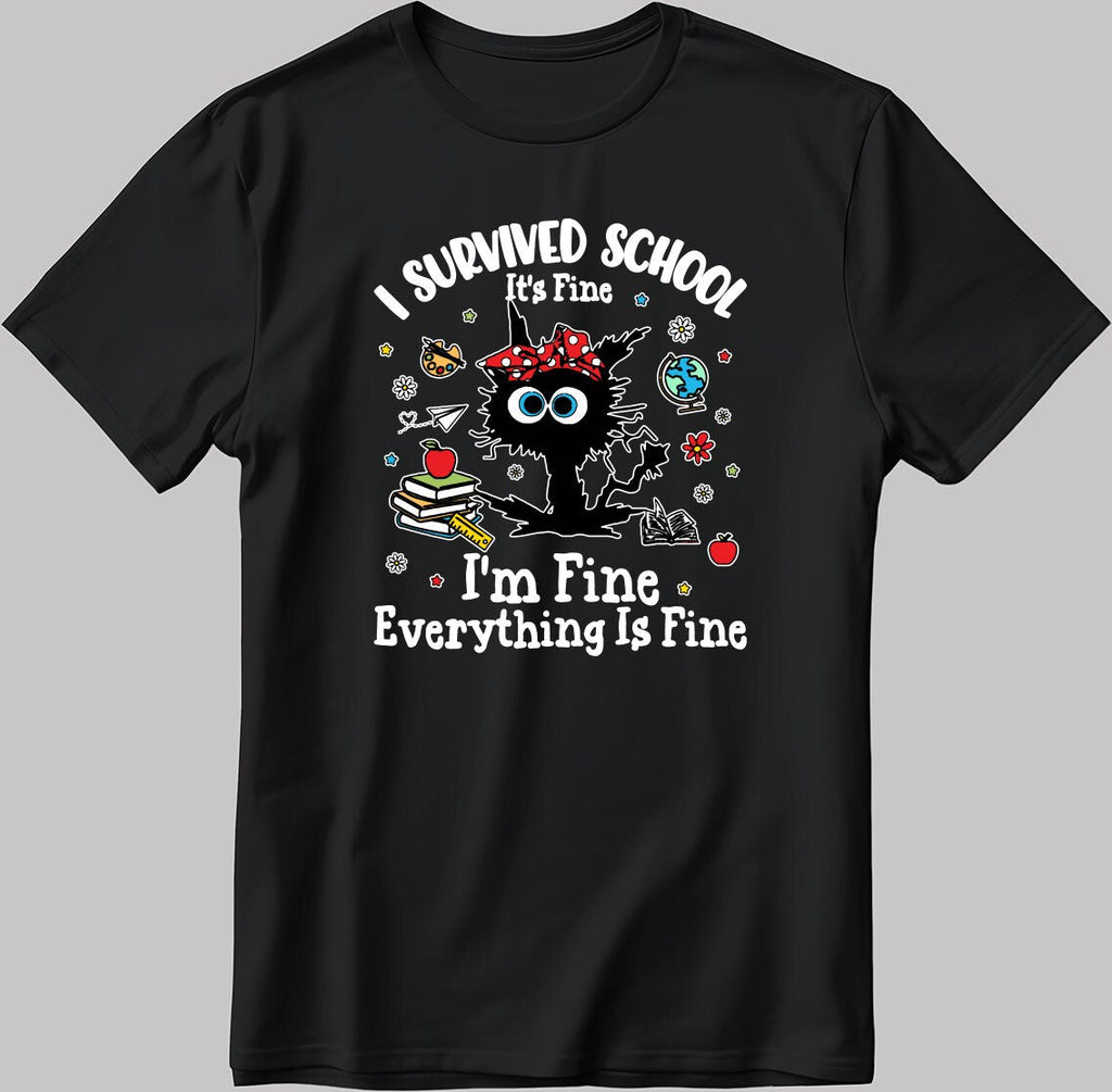 I'm Fine Everything Is Fine Short Sleeve White-Black Men's / Women's T Shirt J024