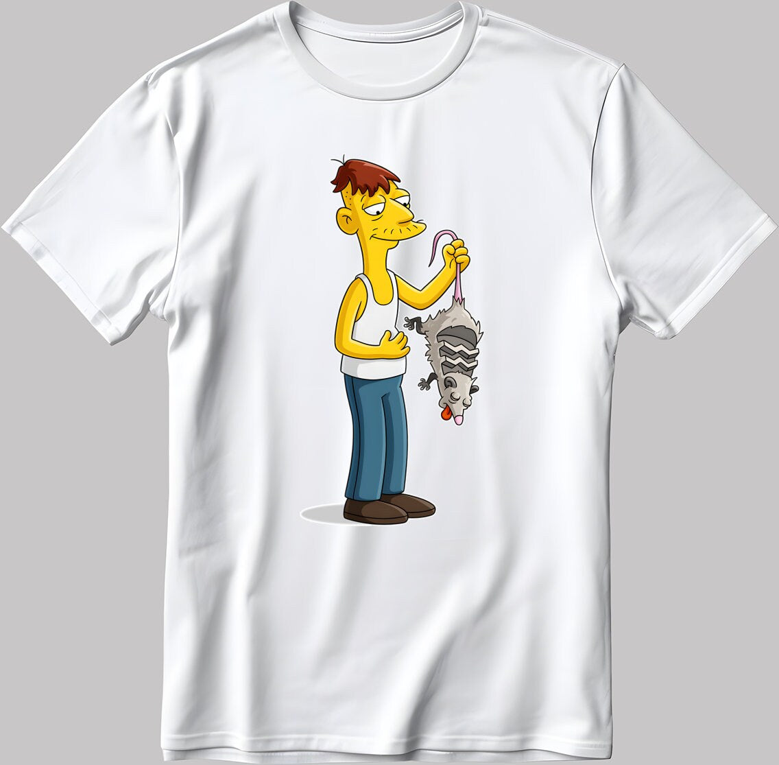 The Simpsons Funny Character Short Sleeve White-Black Men's / Women's T Shirt R233