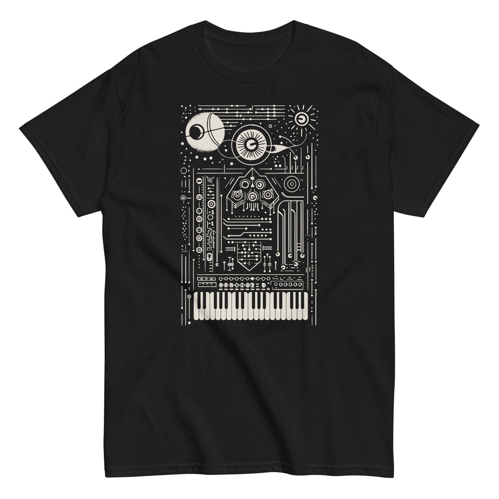 Synth art T-shirt for electronic musician who plays synthesizer