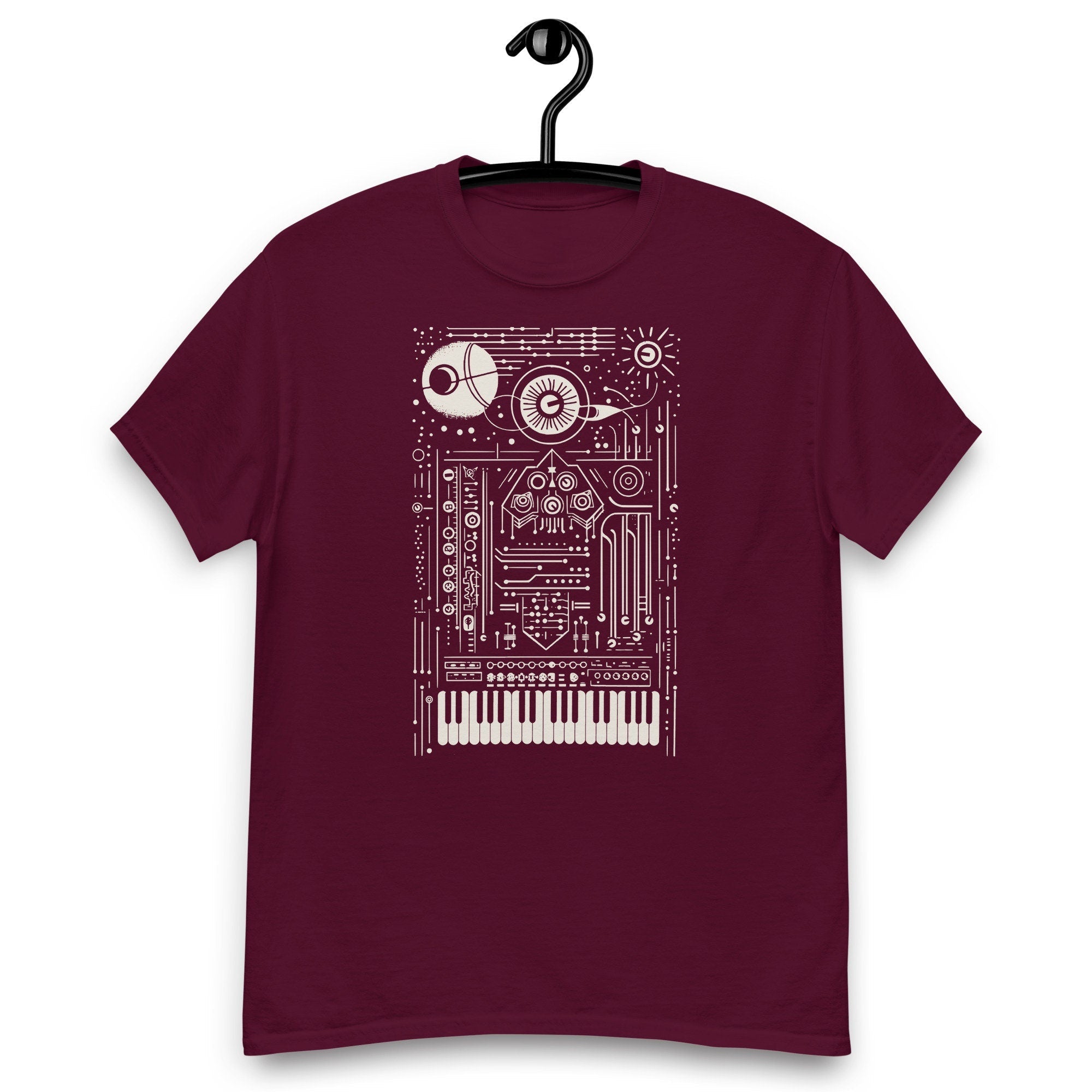 Synth art T-shirt for electronic musician who plays synthesizer