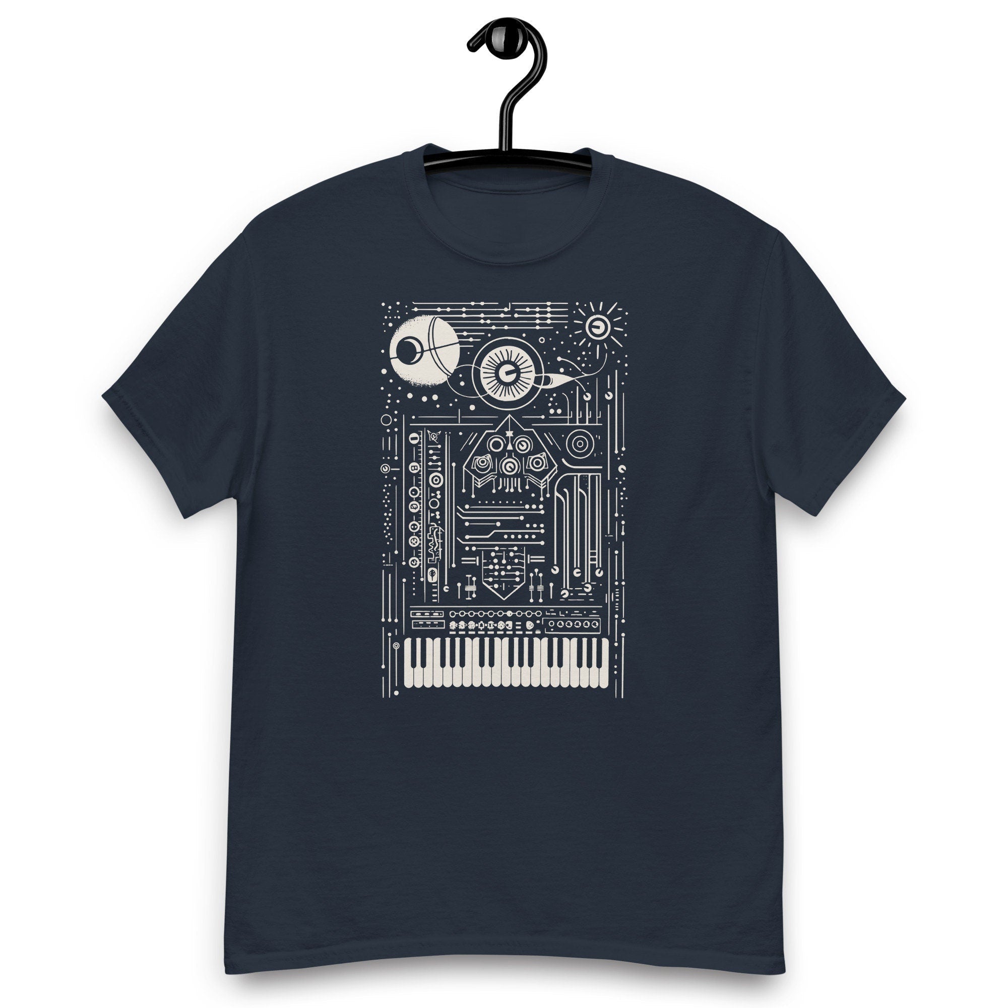 Synth art T-shirt for electronic musician who plays synthesizer
