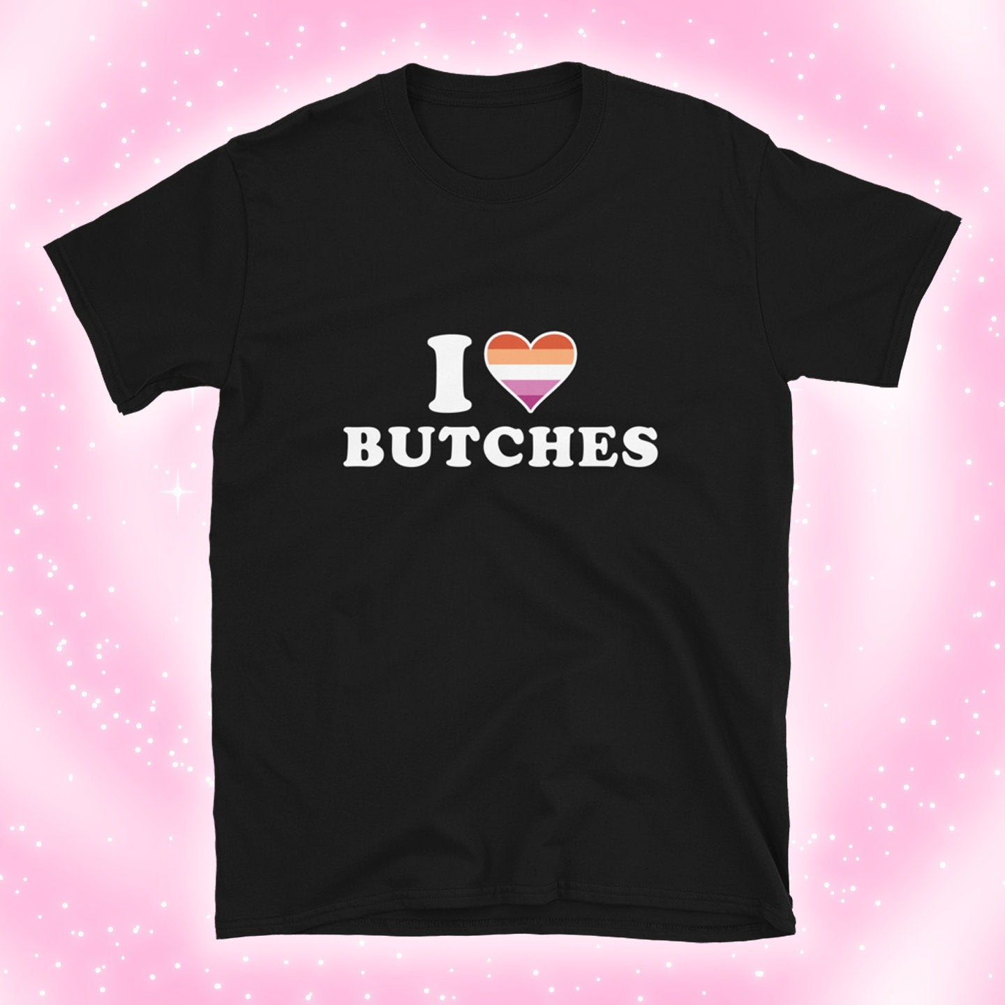 I HEART BUTCHES lesbian, t-shirt, wlw, sapphic, masc, flag femme butch transfemme trans, y2k slogan shirt Short-Sleeve Unisex chappell roan