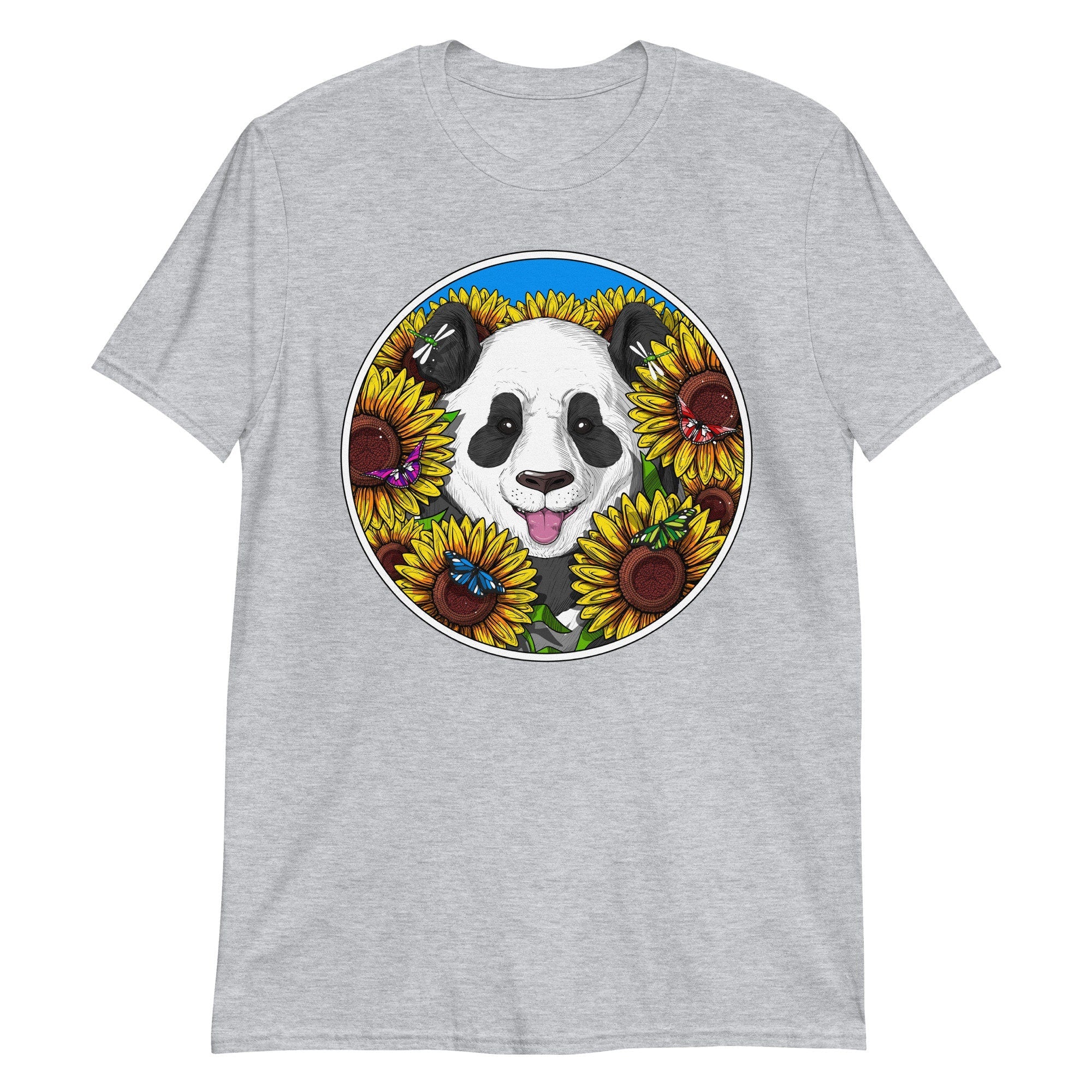 Panda Bear T-Shirt, Sunflowers Unisex Shirt, Funny Panda Tee, Panda Clothes, Cute Panda Clothing, Panda Apparel, Panda Outfit, Panda Gifts