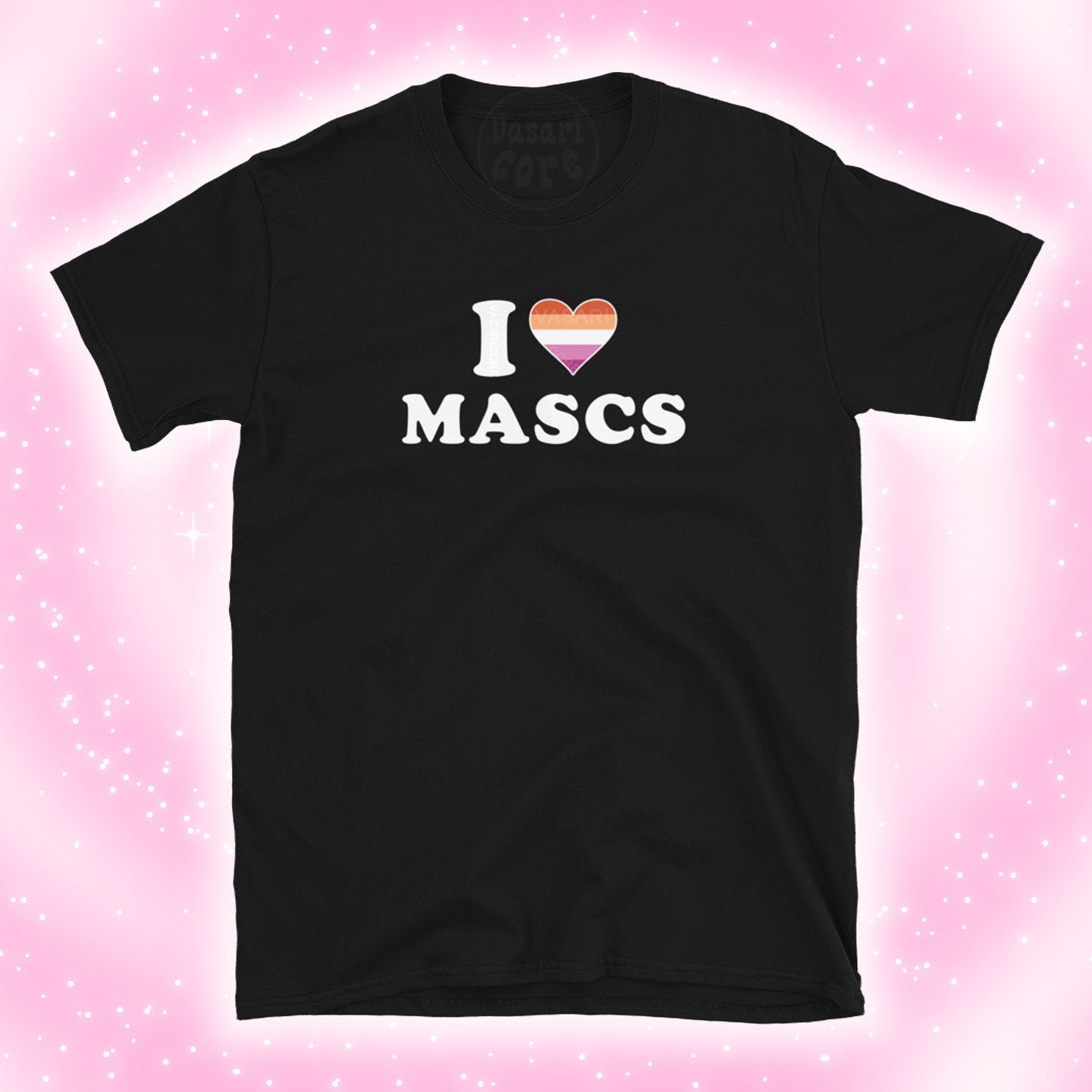 I HEART MASCS lesbian, wlw, sapphic, masc lesbian, flag femme butch transfemme trans women, y2k slogan shirt Short-Sleeve Unisex T-Shirt