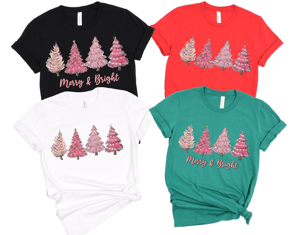 Merry and Bright Sweatshirt, Christmas Tree Shirt, Merry Christmas Shirt, Merry and Bright Trees Tee, Christmas Gift, Xmas Tree Couple Shirt