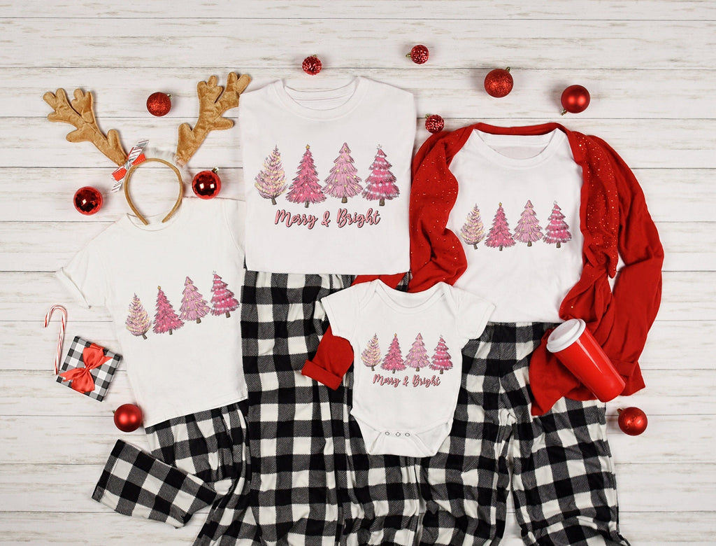 Merry and Bright Sweatshirt, Christmas Tree Shirt, Merry Christmas Shirt, Merry and Bright Trees Tee, Christmas Gift, Xmas Tree Couple Shirt