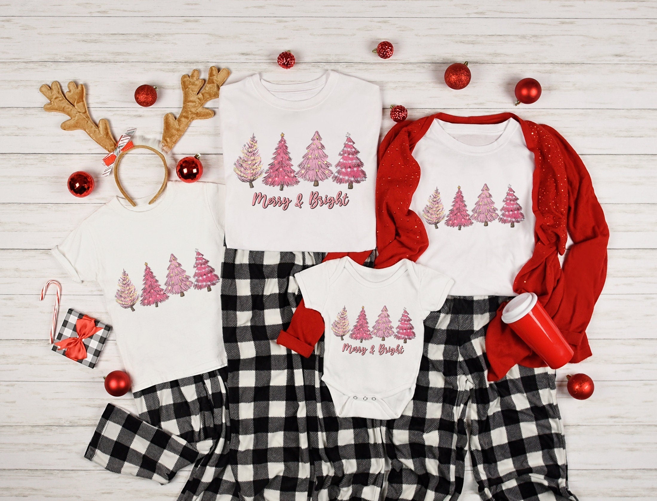 Merry and Bright Sweatshirt, Christmas Tree Shirt, Merry Christmas Shirt, Merry and Bright Trees Tee, Christmas Gift, Xmas Tree Couple Shirt
