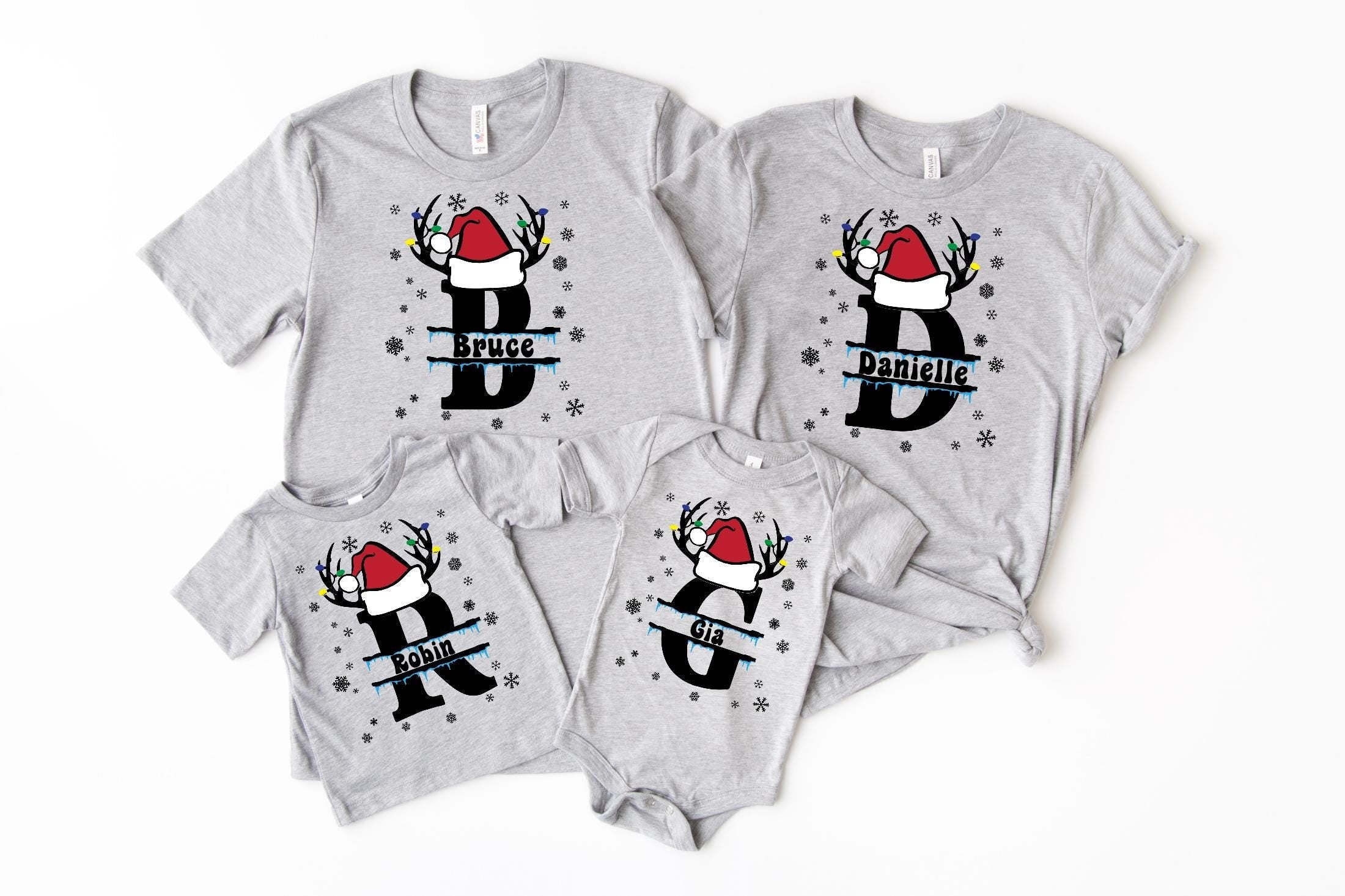 Custom Christmas Shirt With Name, Family Christmas Name Shirt, Personalized Christmas Family T-Shirt, Alphabet Christmas Family Shirt