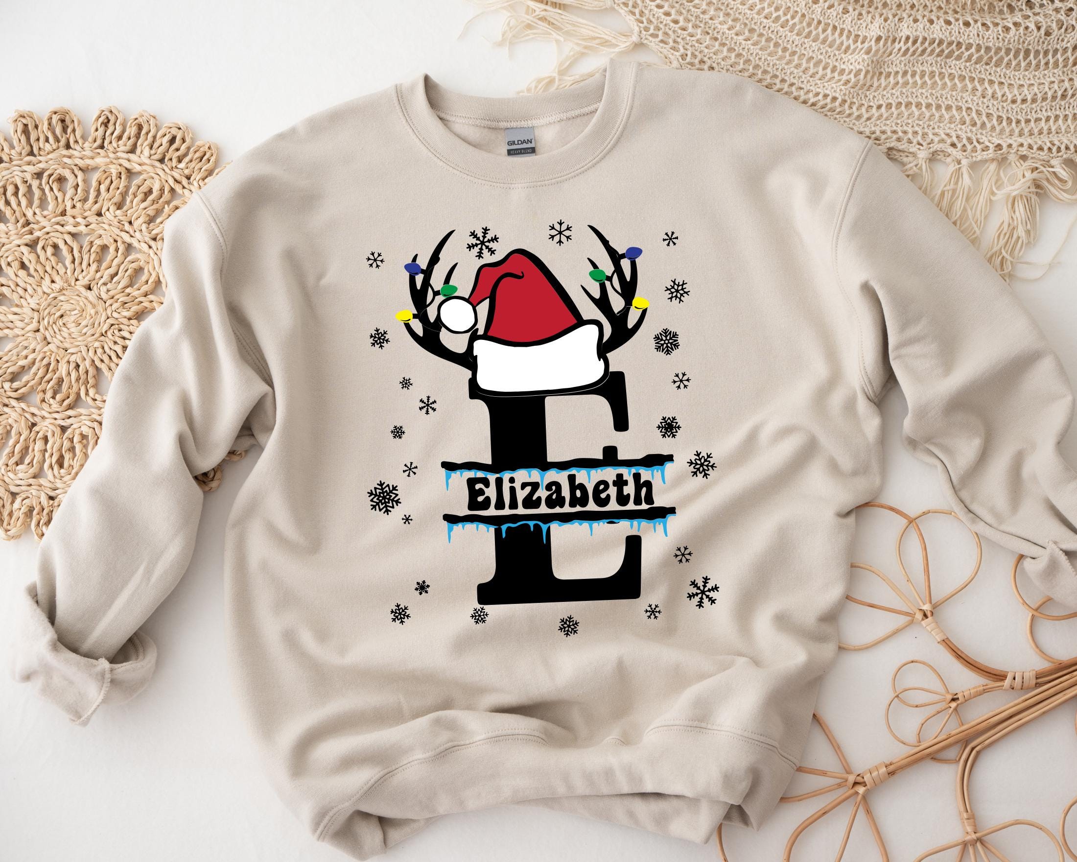 Custom Christmas Shirt With Name, Family Christmas Name Shirt, Personalized Christmas Family T-Shirt, Alphabet Christmas Family Shirt