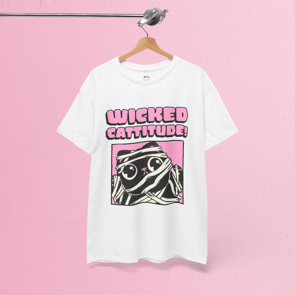 Wicked Cattitude T-Shirt | Cat Halloween Shirt, Cute Halloween Shirt, Spooky Season Tee, Pastel Goth, Funny Cat Shirt, Trick or Treat Shirt