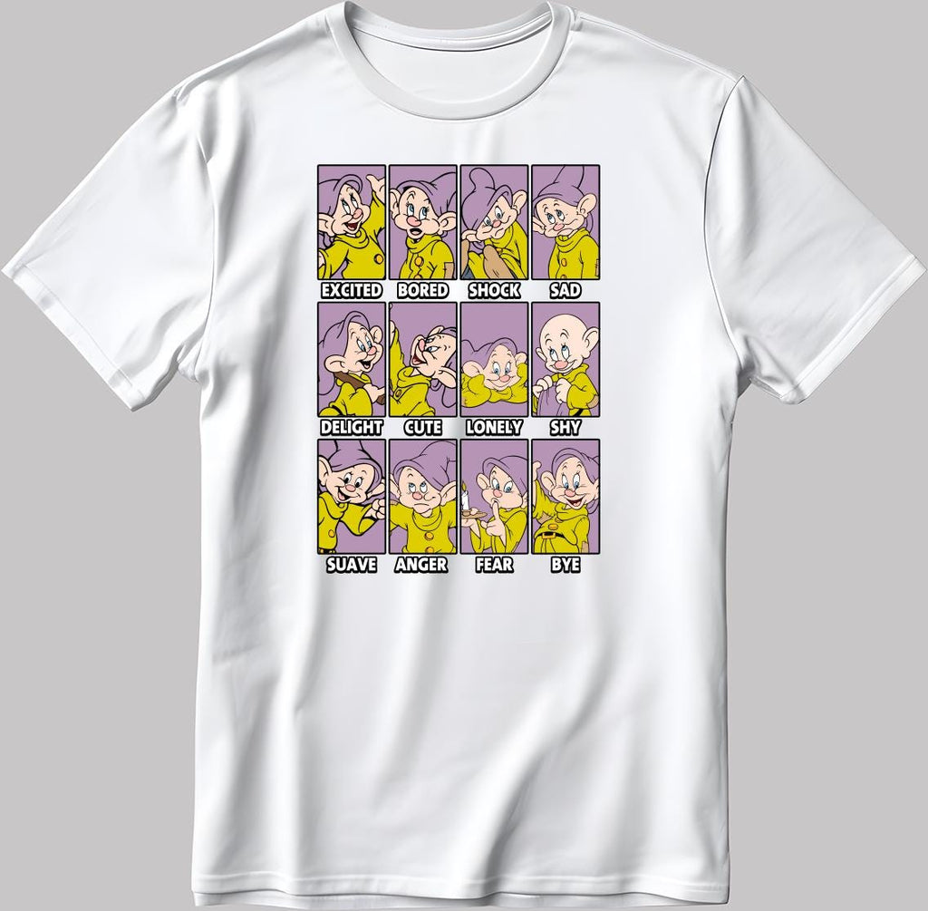 Dopey Moods Short Sleeve White-Black Men's / Women's T Shirt C558