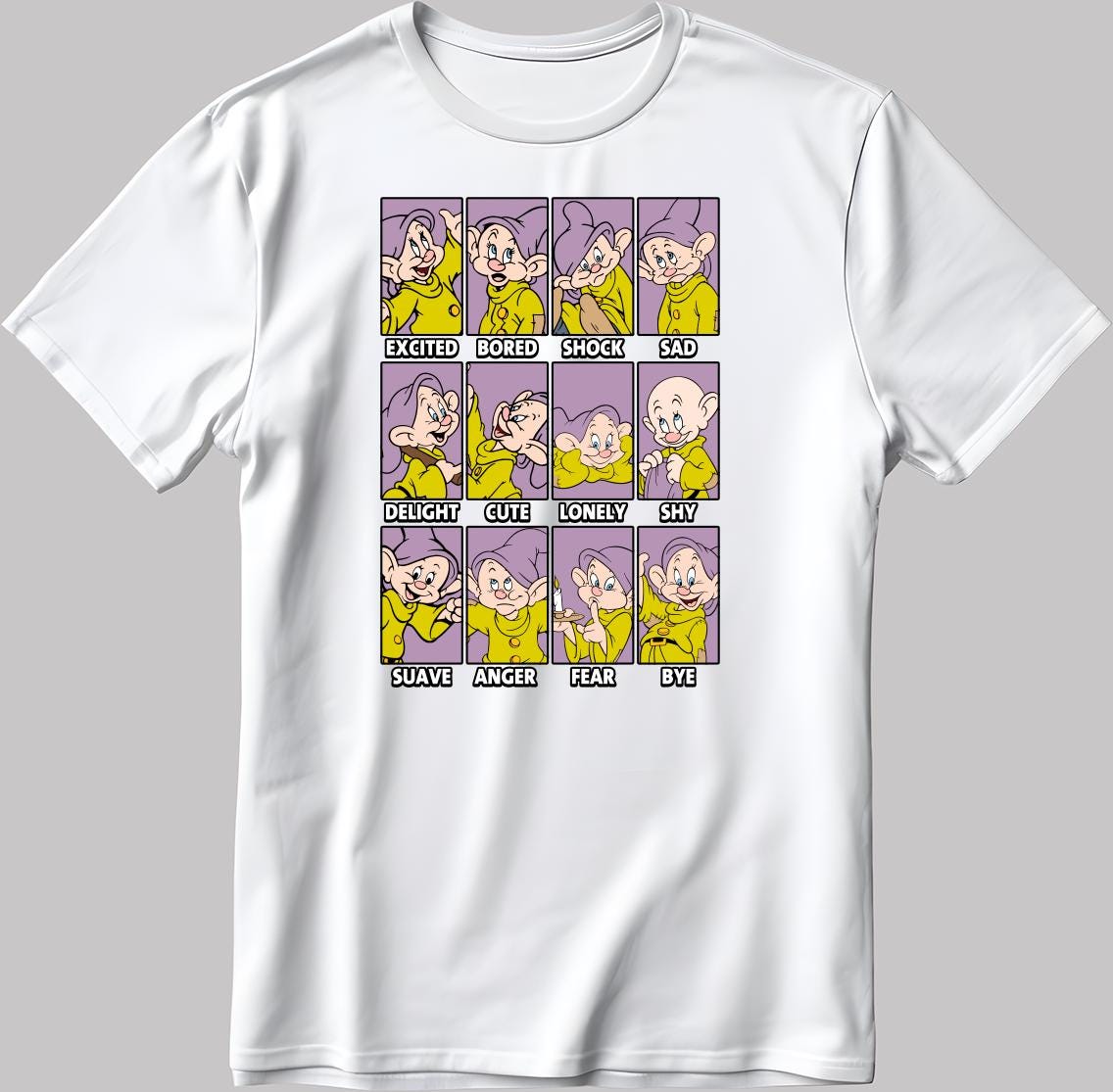 Dopey Moods Short Sleeve White-Black Men's / Women's T Shirt C558