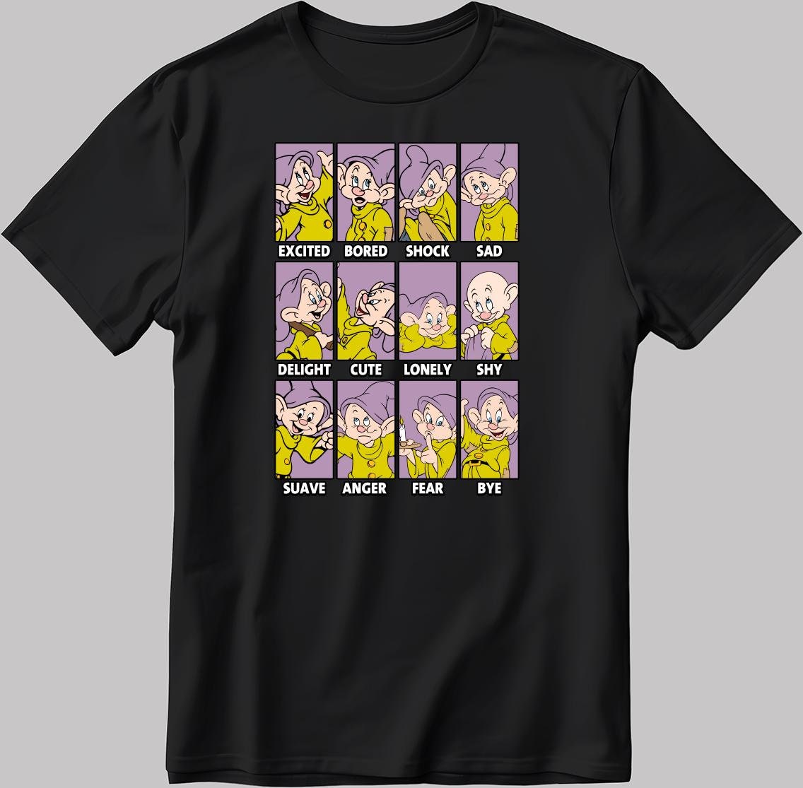 Dopey Moods Short Sleeve White-Black Men's / Women's T Shirt C558