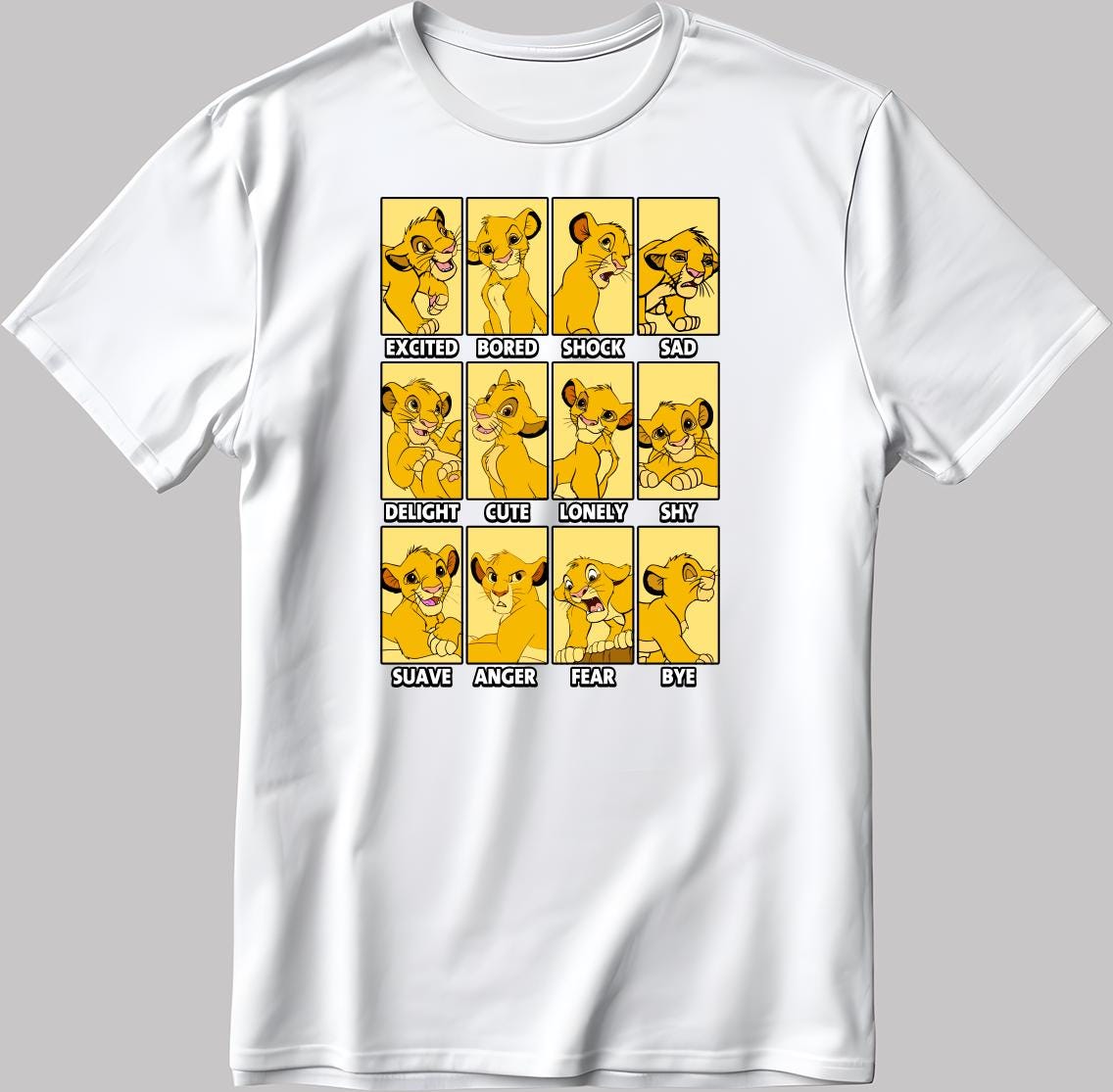 Simba Moods Short Sleeve White-Black Men's / Women's T Shirt C569