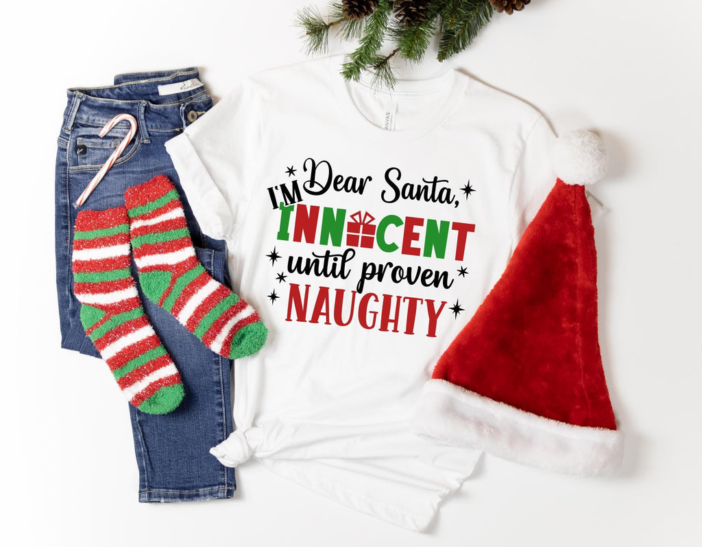 Innocent Until Proven Naughty Christmas Shirt, Santa Naughty Christmas Shirt, Christmas Family Tee, Dear Santa Christmas Shirt, Xmas Shirt