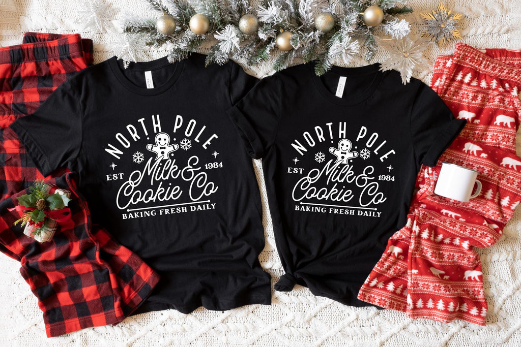 North Pole Milk & Cookie Co Shirt, Cooking Shirt, Baking Shirt, Christmas Shirt,  North Pole Shirt, Christmas Sweatshirt, Holiday T