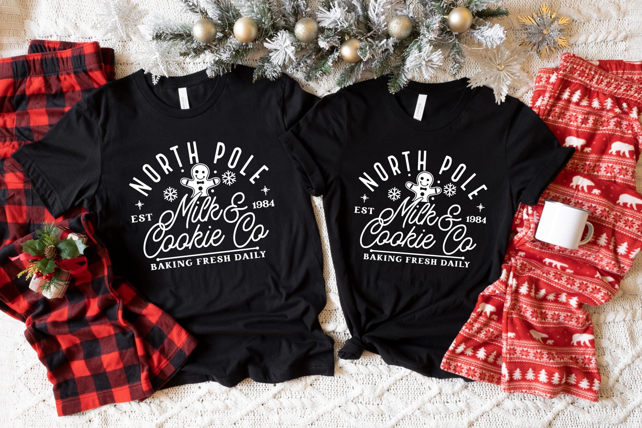 North Pole Milk & Cookie Co Shirt, Cooking Shirt, Baking Shirt, Christmas Shirt,  North Pole Shirt, Christmas Sweatshirt, Holiday T