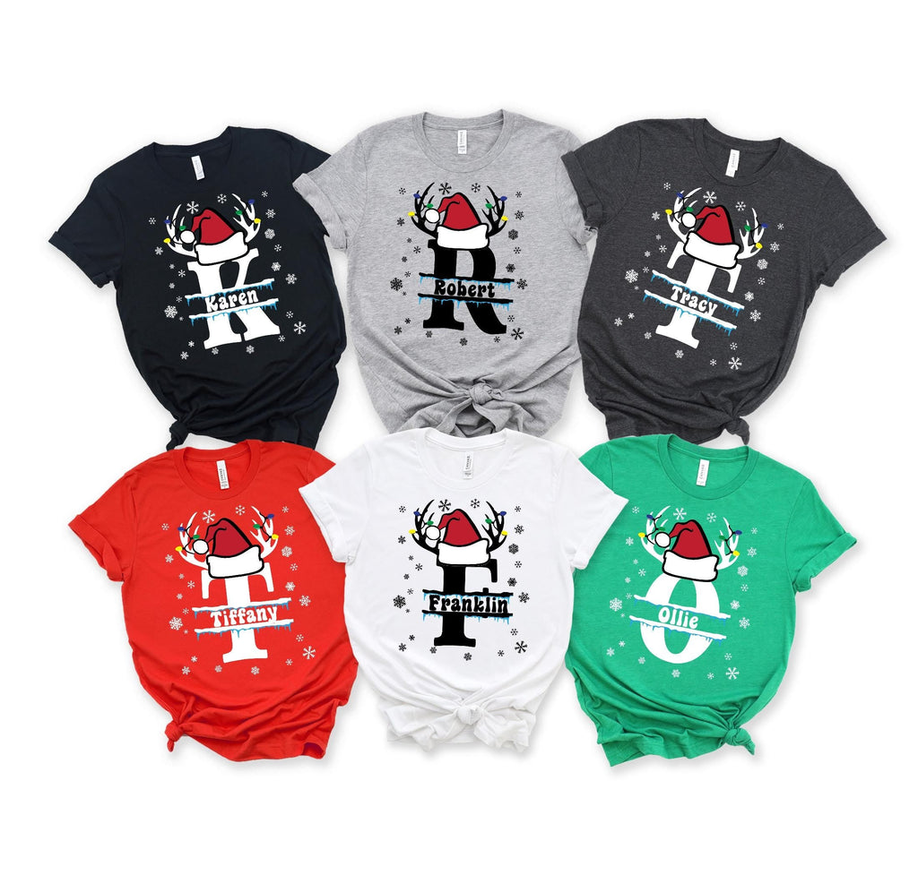 Custom Christmas Shirt With Name, Family Christmas Name Shirt, Personalized Christmas Family T-Shirt, Alphabet Christmas Family Shirt
