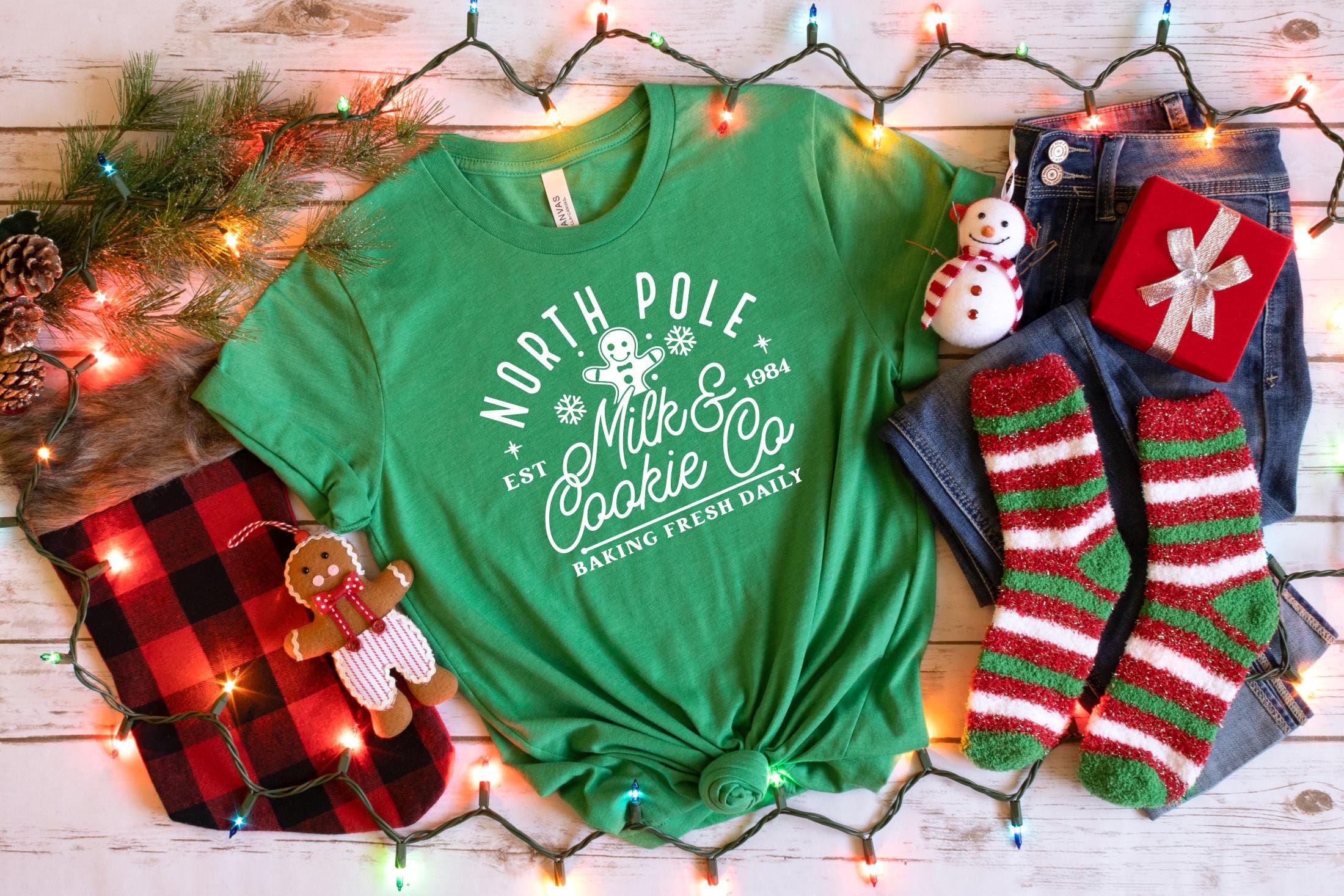 North Pole Milk & Cookie Co Shirt, Cooking Shirt, Baking Shirt, Christmas Shirt,  North Pole Shirt, Christmas Sweatshirt, Holiday T