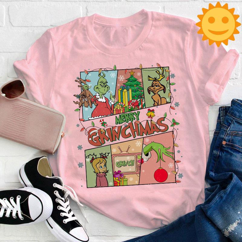 Merry Christmas Teacher Vintage T-Shirt, Christmas Shirt, Cute Christmas Gift, Santa Claus Shirt, Reindeer Shirt, Christmas Elf Shirt