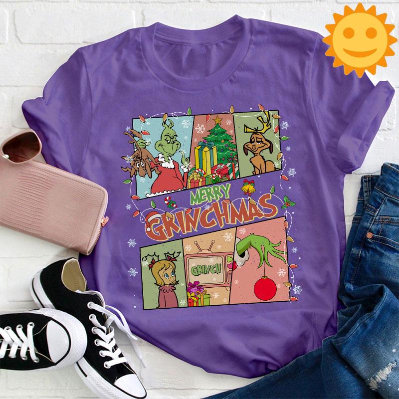 Merry Christmas Teacher Vintage T-Shirt, Christmas Shirt, Cute Christmas Gift, Santa Claus Shirt, Reindeer Shirt, Christmas Elf Shirt